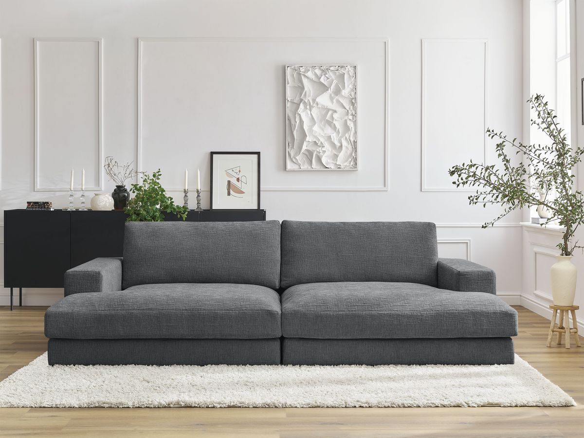 Bobochic Leonard Sofa 4-Sitzer 234 × 159 cm Strukturstoff Dunkelgrau
