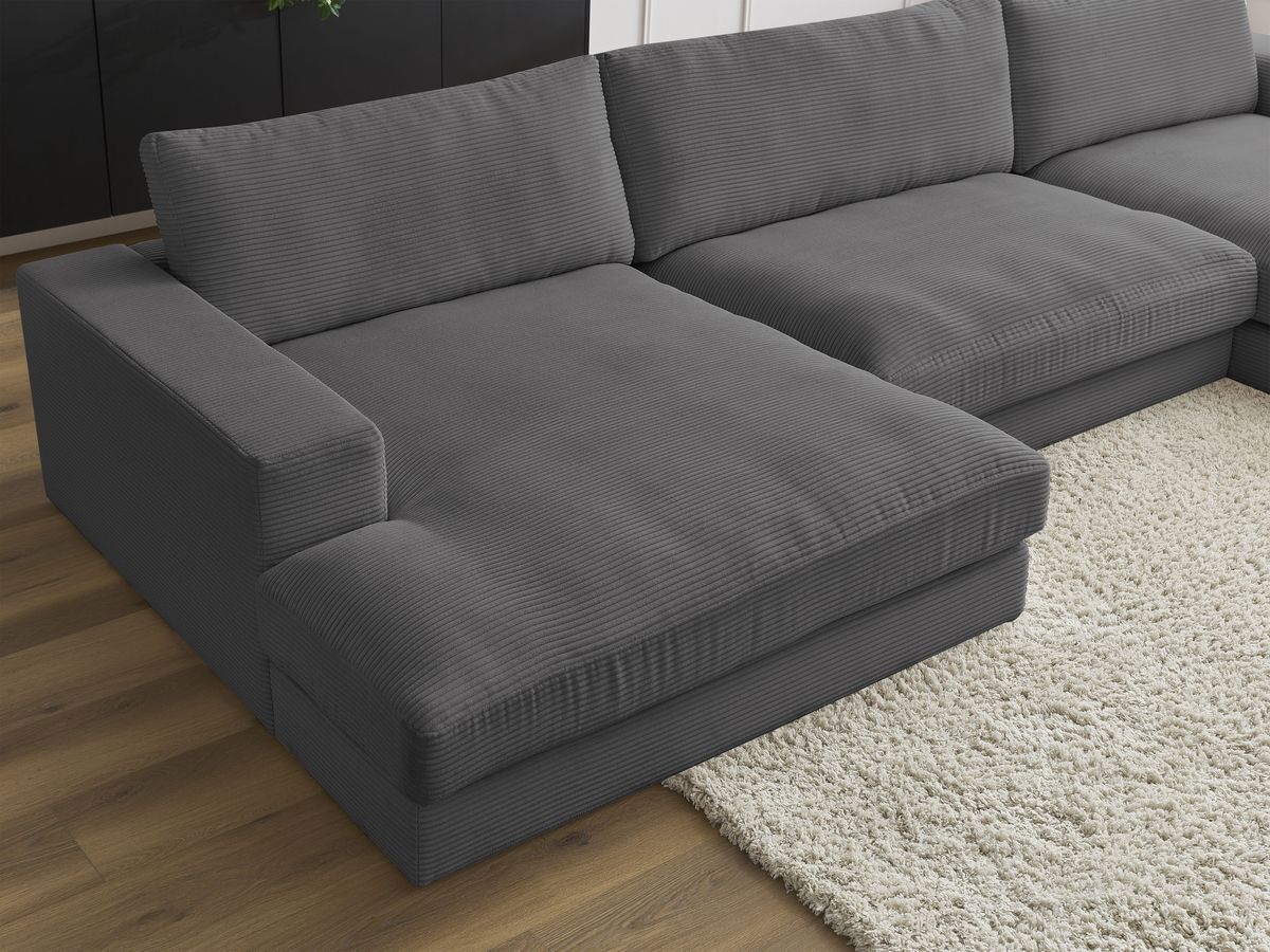 Bobochic Leonard Wohnlandschaft 349 × 159 cm Cordsamt Dunkelgrau