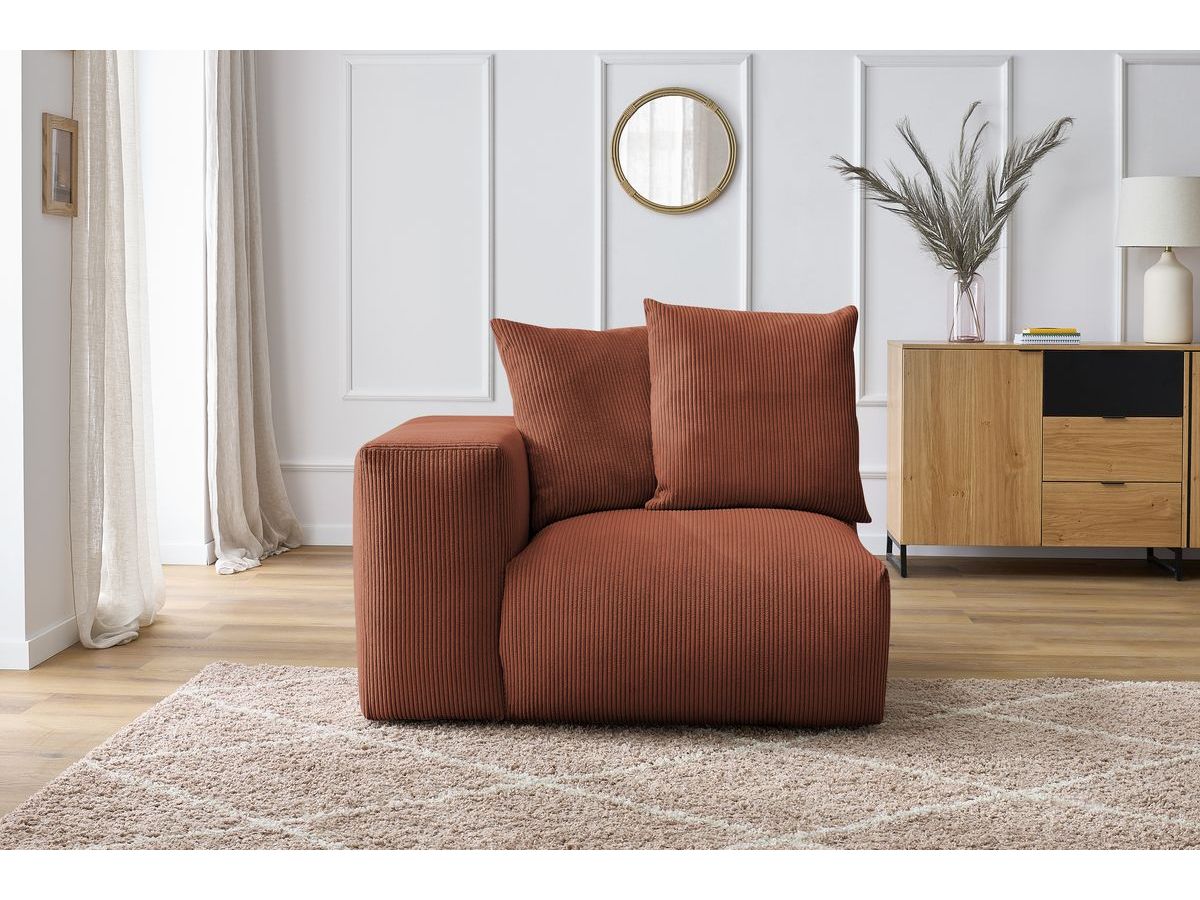 Bobochic Voltaire Sofamodul 1-Sitzer 130 × 100 cm Cordsamt Orange Ecke links
