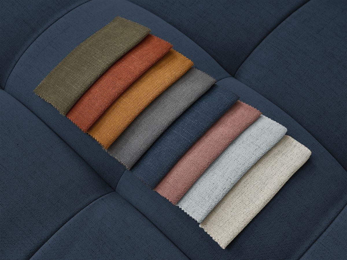 Bobochic Cloud Ecksofa mit Pouf 268 × 110 cm Stoff Dunkelblau
