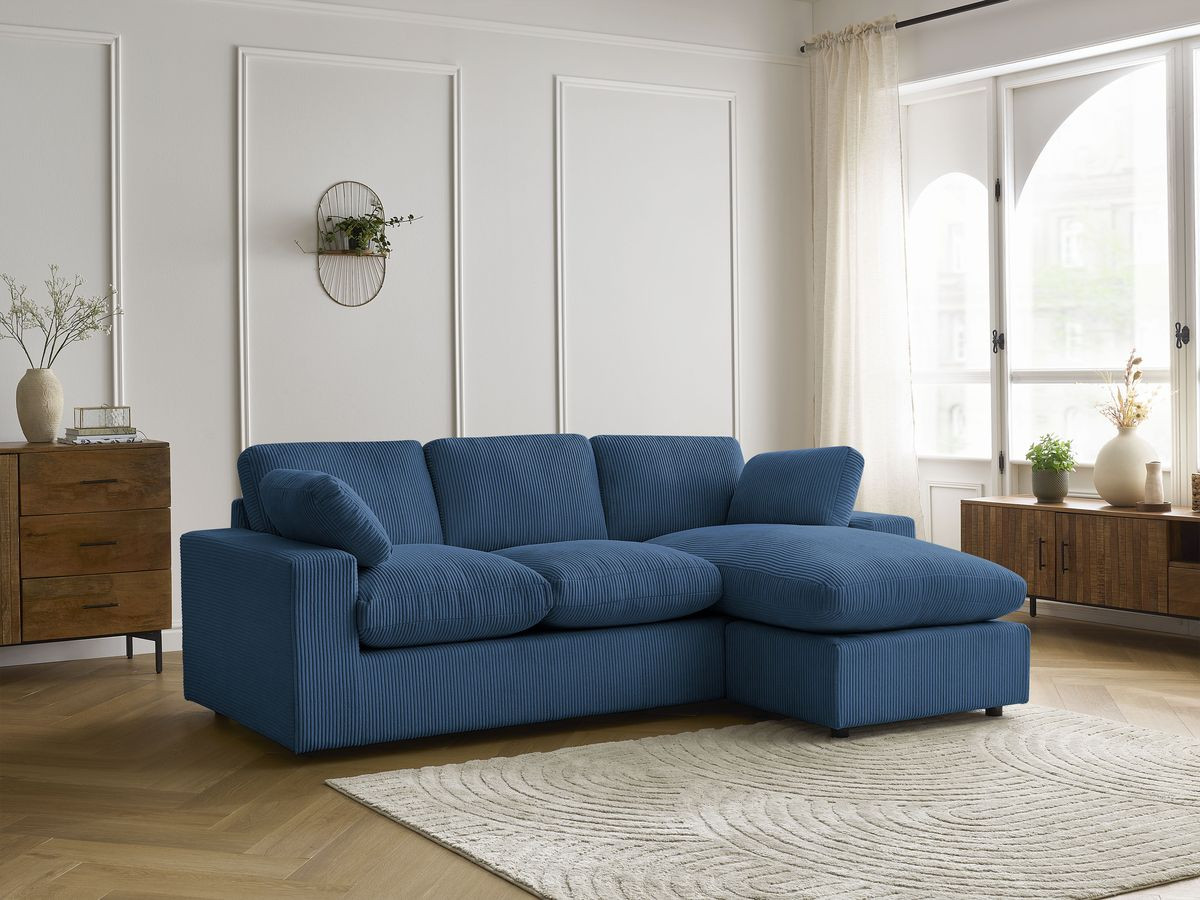 Bobochic Belair Ecksofa 220 × 139 cm Cordsamt Dunkelblau