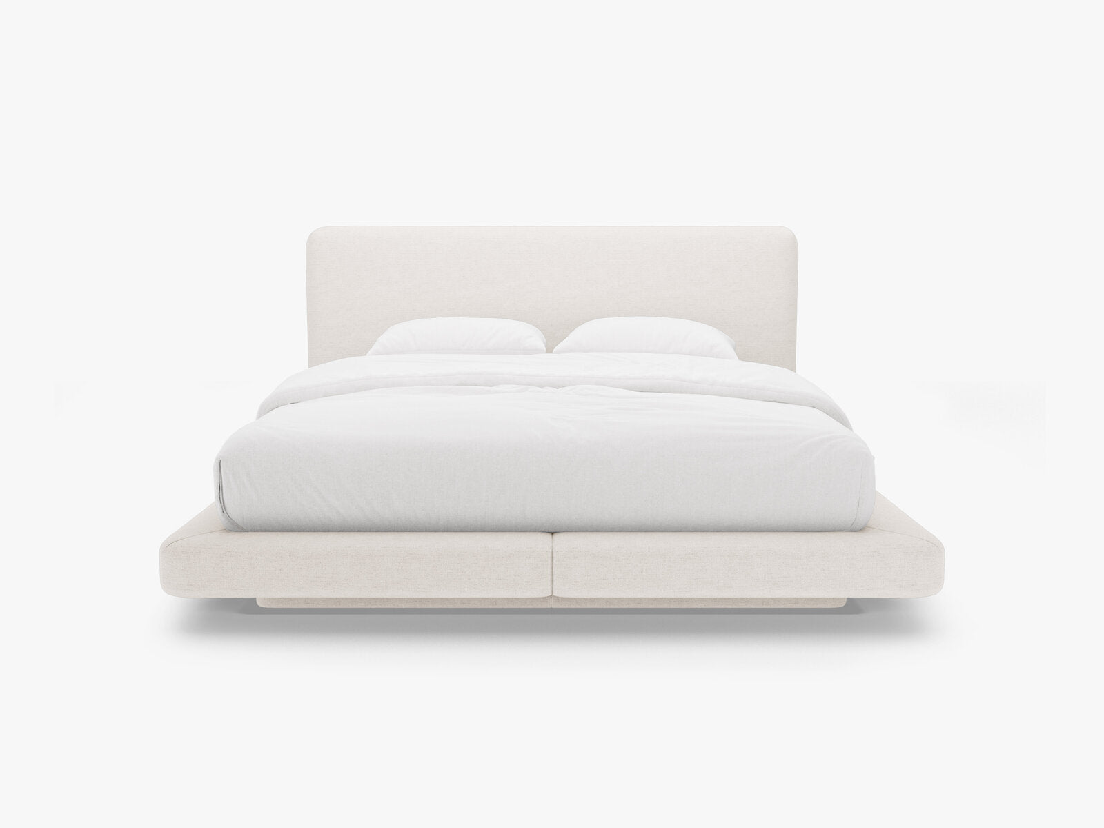 Micadoni Polsterbett mit Kopfteil Linea Strukturierter Stoff Moly Helles Beige 160x200
