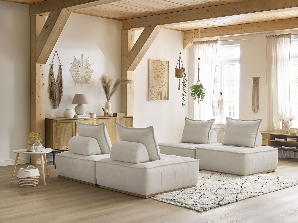 Bobochic Elisa Sofa 4-Sitzer Strukturstoff Beige