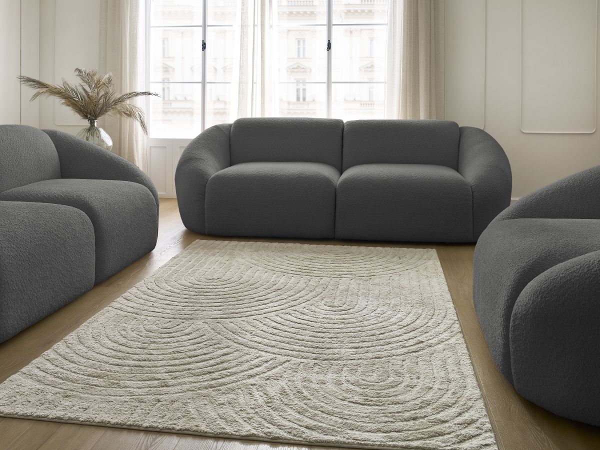 Bobochic Tina Sofa 6-Sitzer Bouclé-Stoff Dunkelgrau