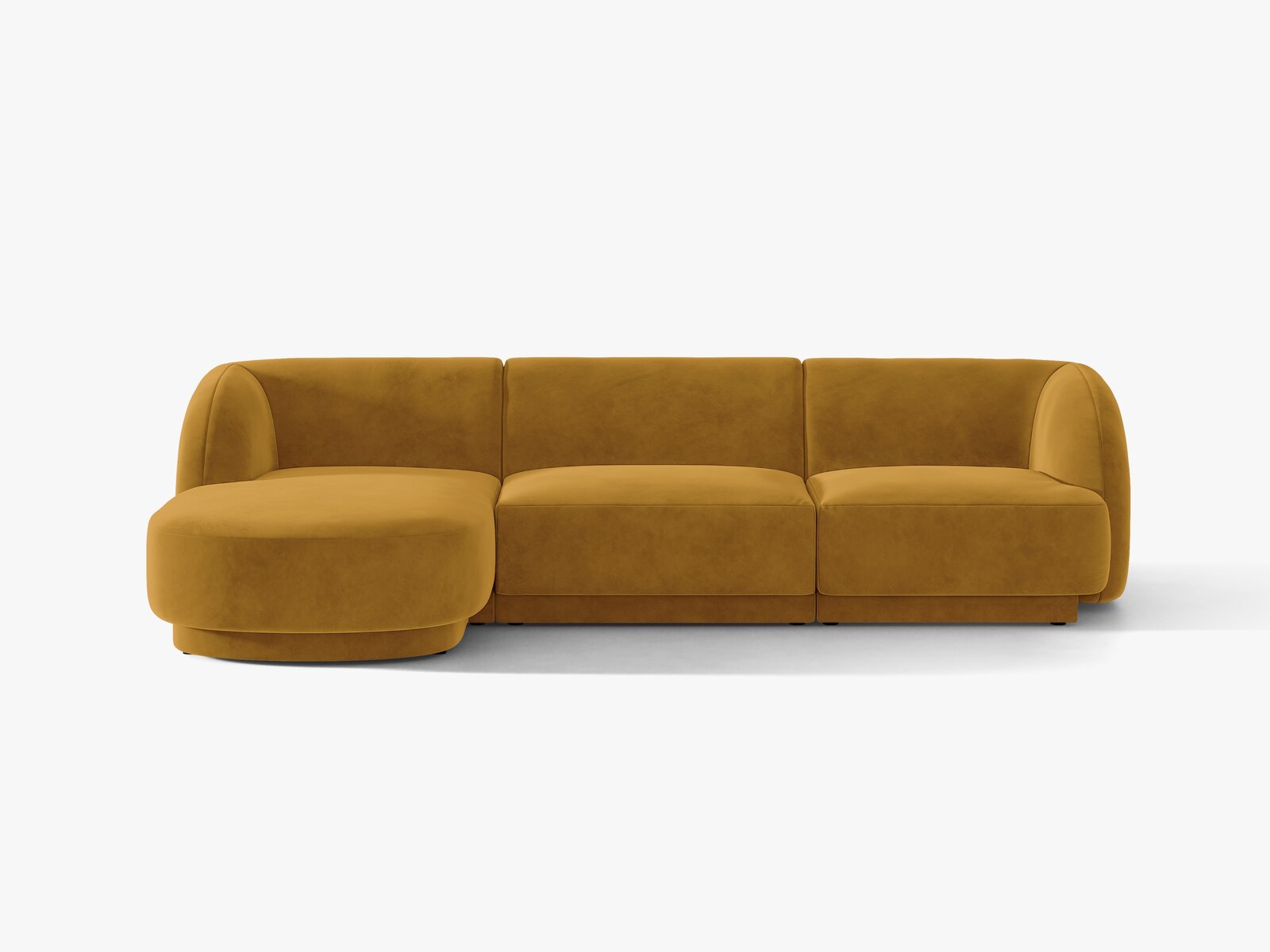 Micadoni Ecksofa Miley 4-Sitzer Links Samt Bluvel Gelb