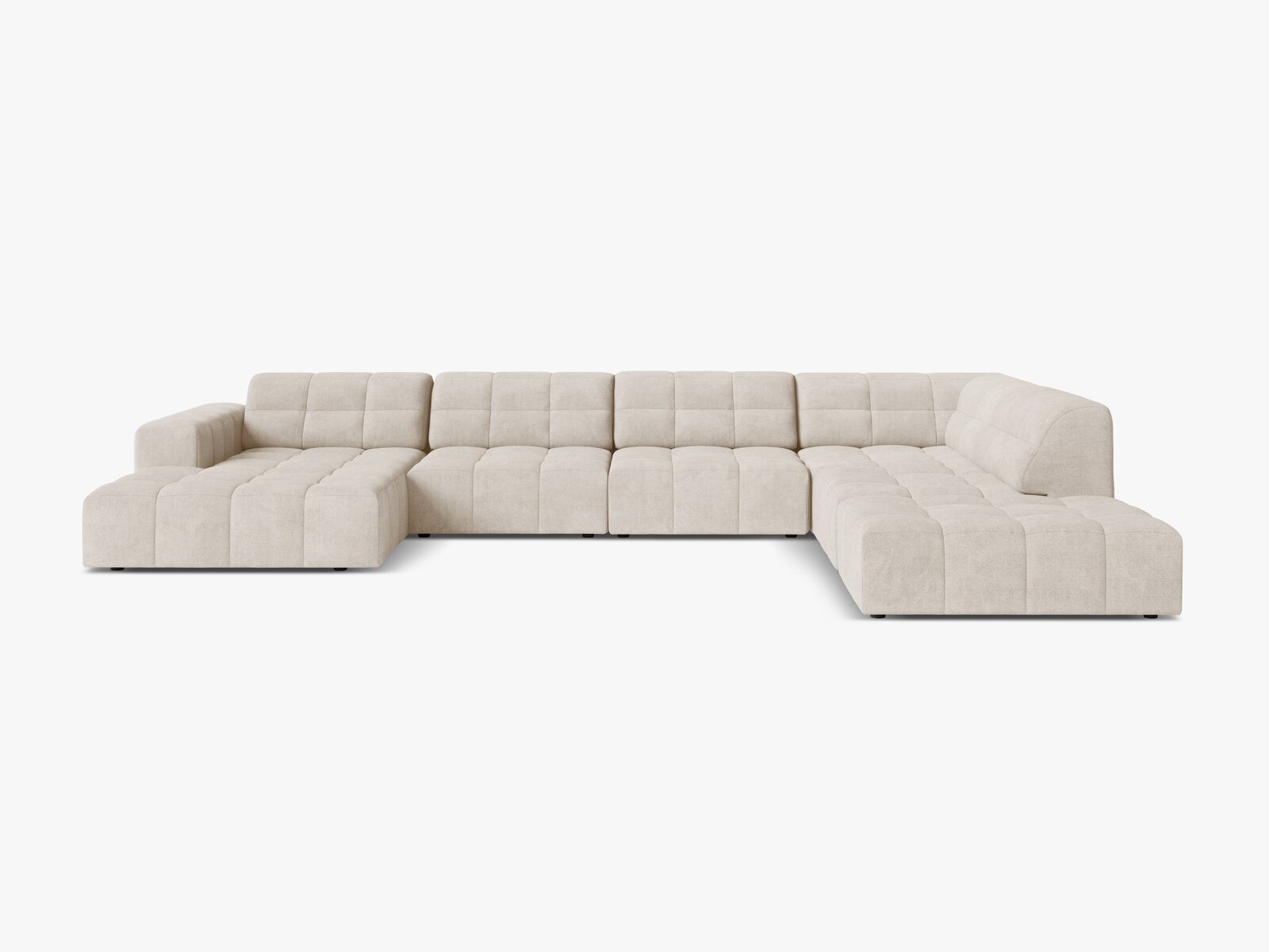 Micadoni Panorama Ecksofa Jennifer 7-Sitzer Chenille Eden Helles Beige Rechts