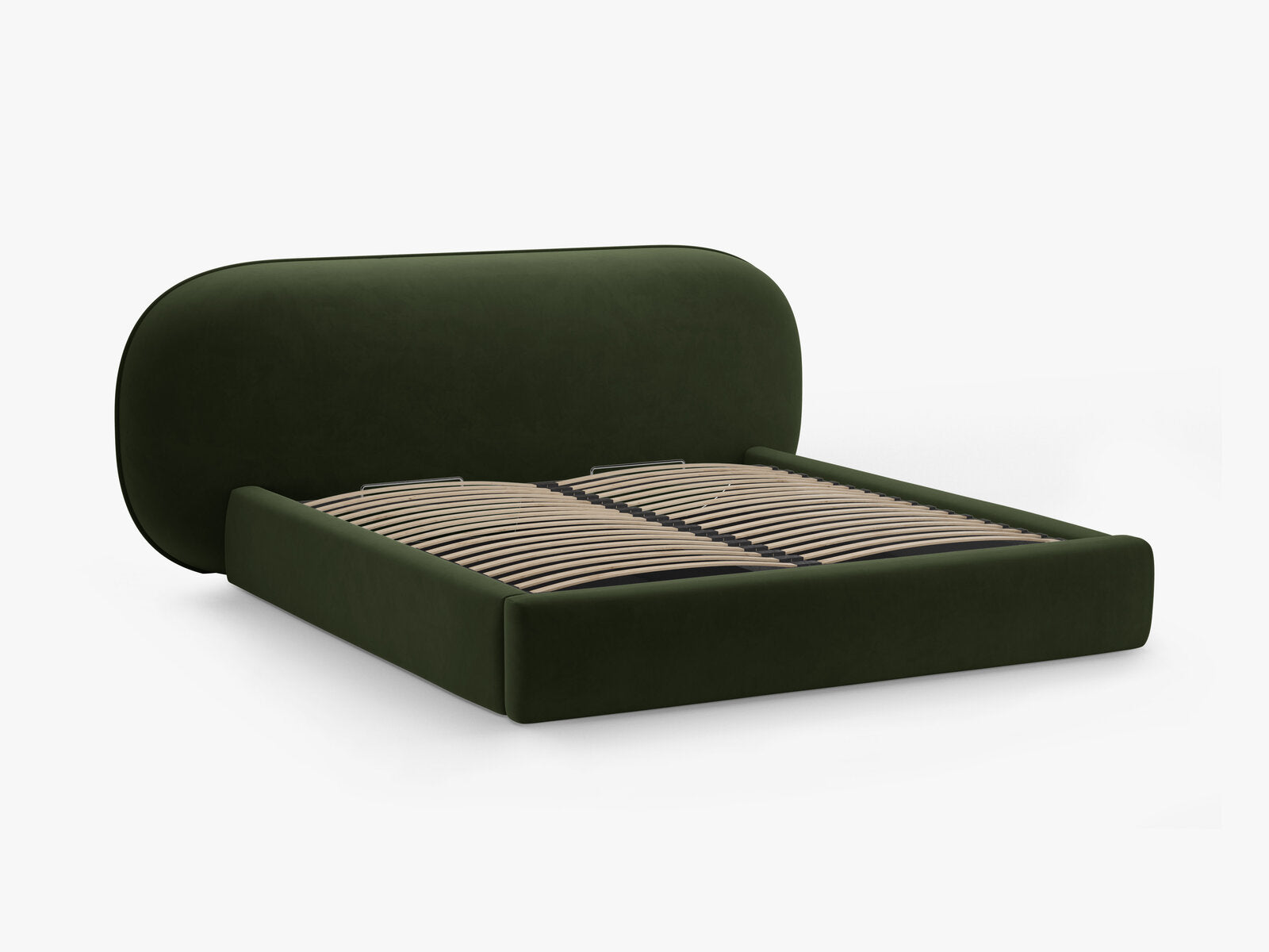 Micadoni Stauraumbett mit Kopfteil Ovalo Samt Magic Velvet Armeegrün 140x200