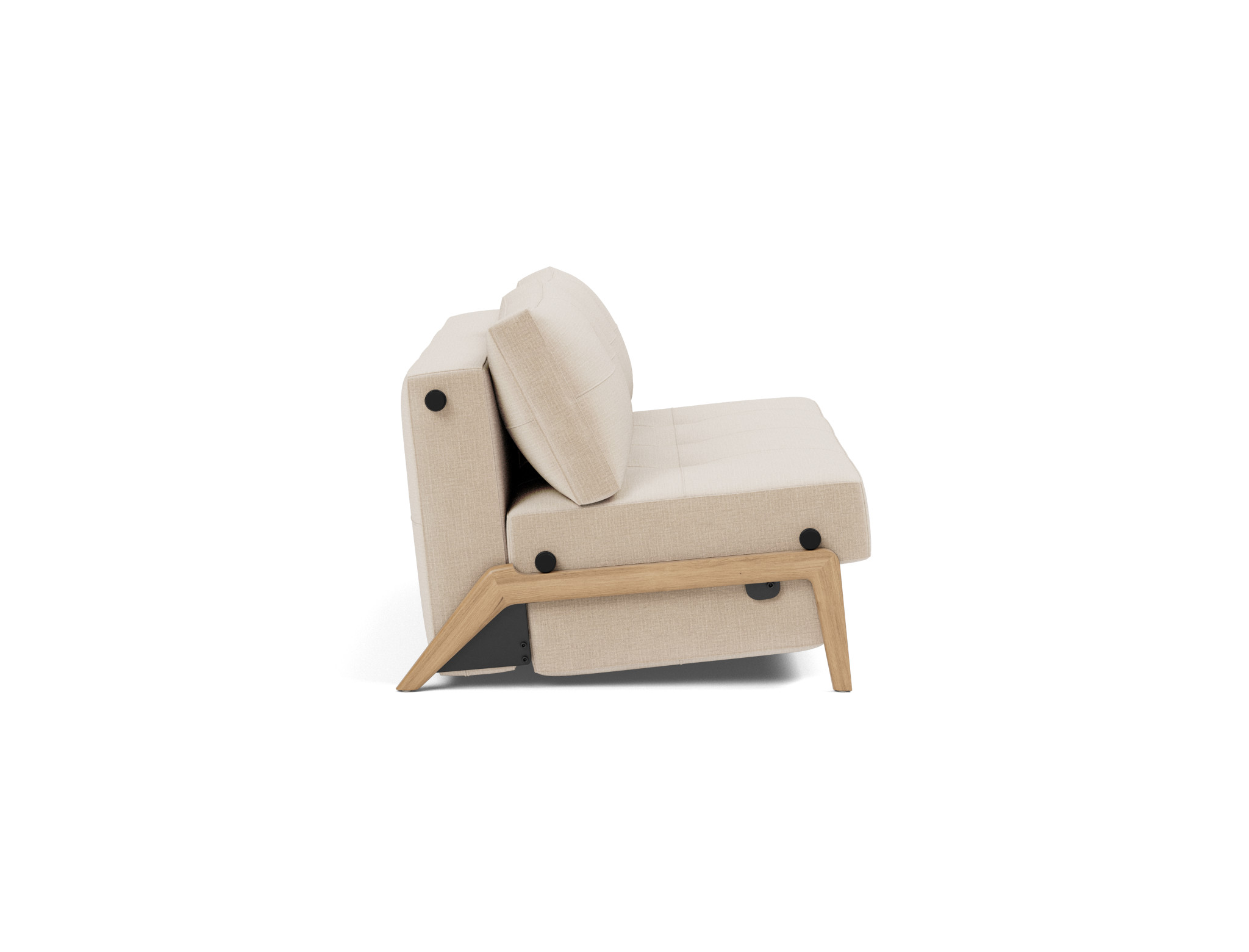 Schlafsofa Cubed 160 Chenille Esina 410-Almond-Beige Beine Eiche