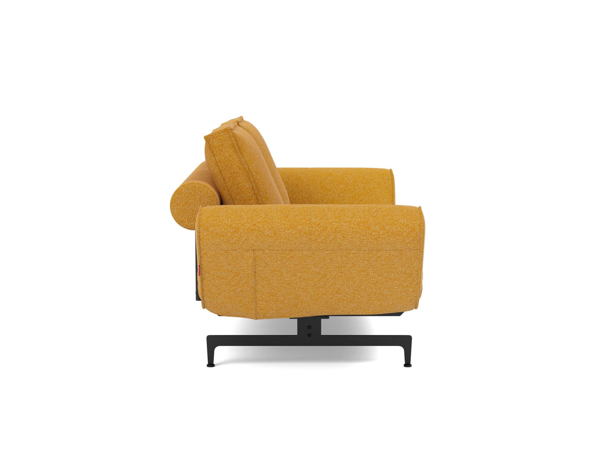 Tagesbett Ghia Boucle Skandi 536-Ochre Beine Laser schwarz