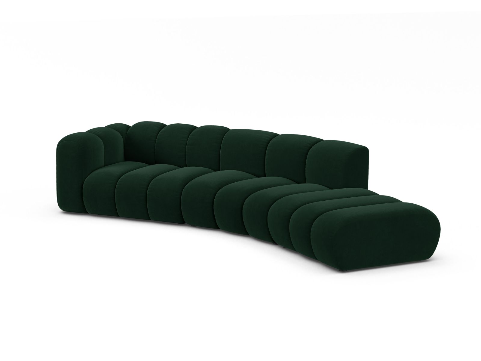 Micadoni Modulares Sofa Lupine 5-Sitzer Rechts Samt Salvador Flaschengrün