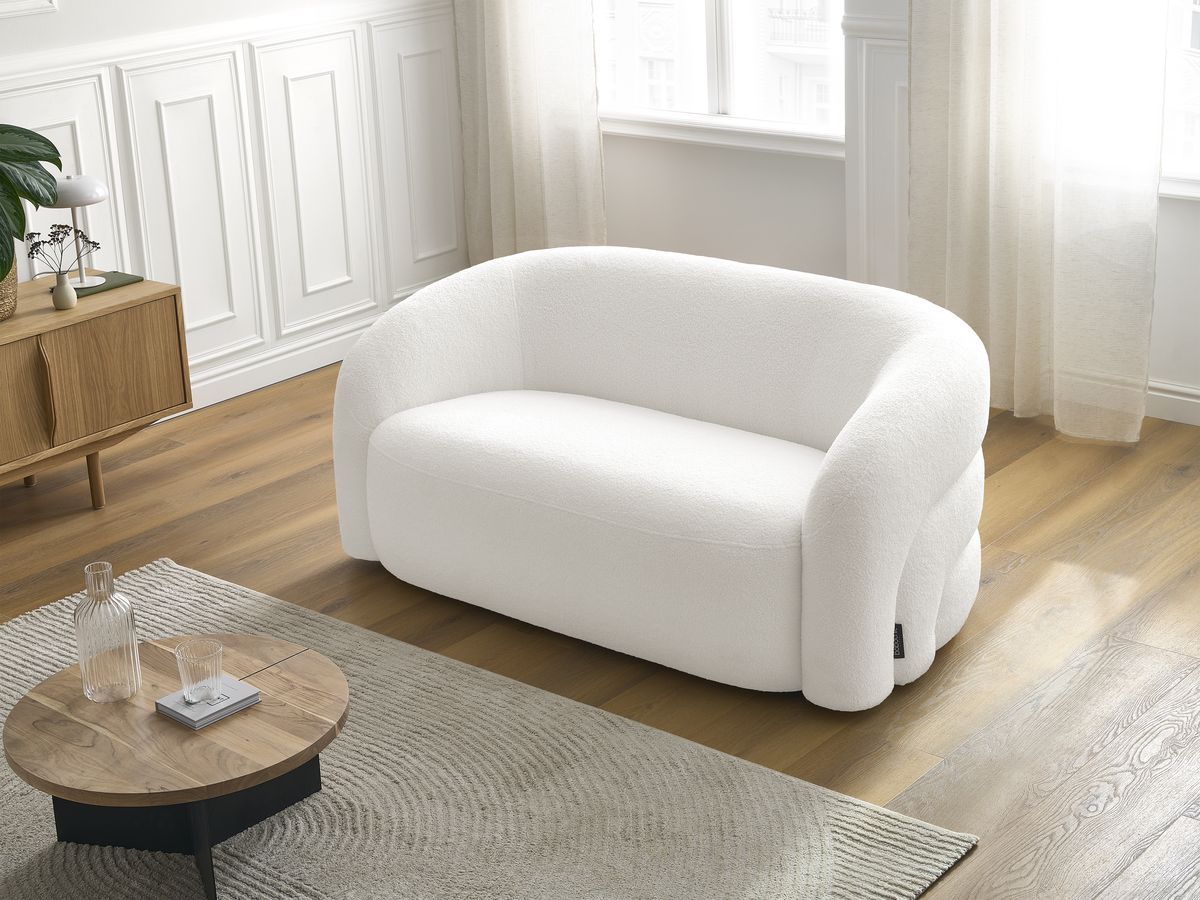 Bobochic Elina Sofa 2-Sitzer Bouclé-Stoff Weiß