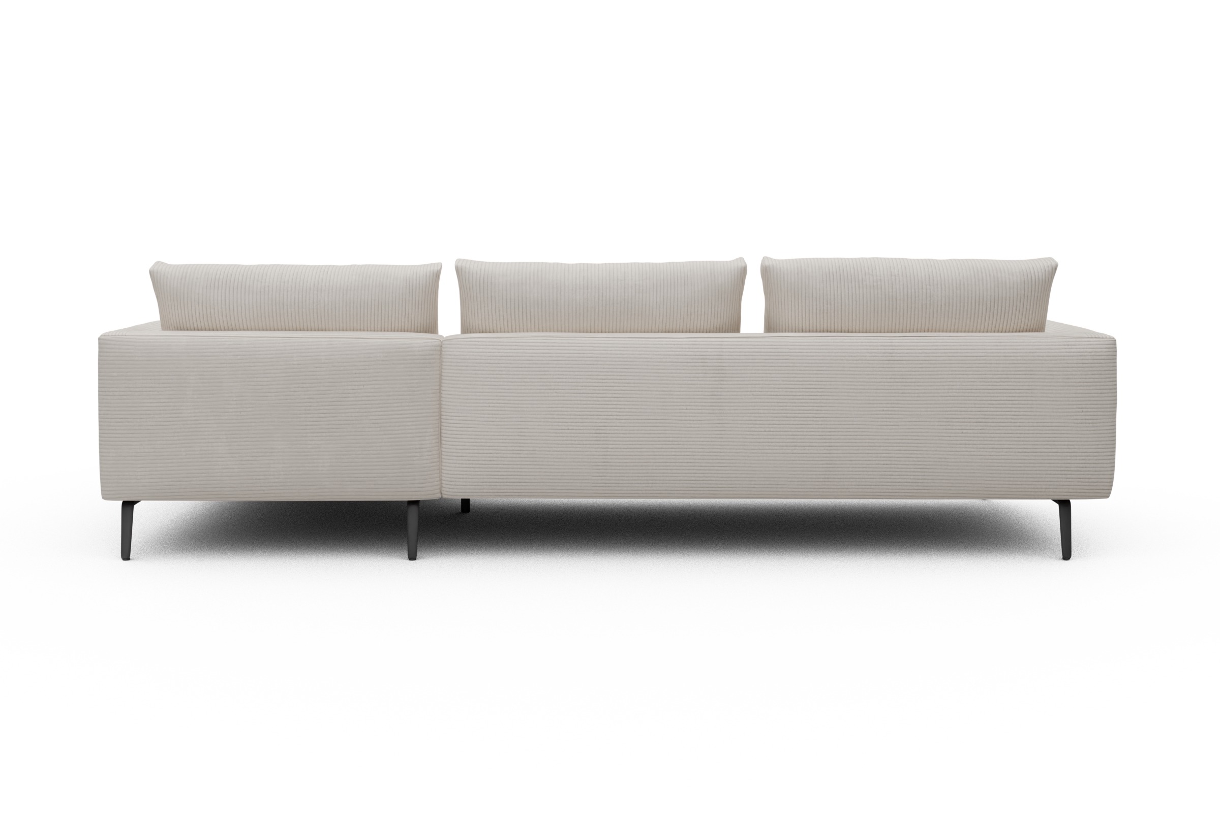 Ecksofa Karl Chaiselongue rechts mit 2,5-Sitzer Corduroy-Ivory