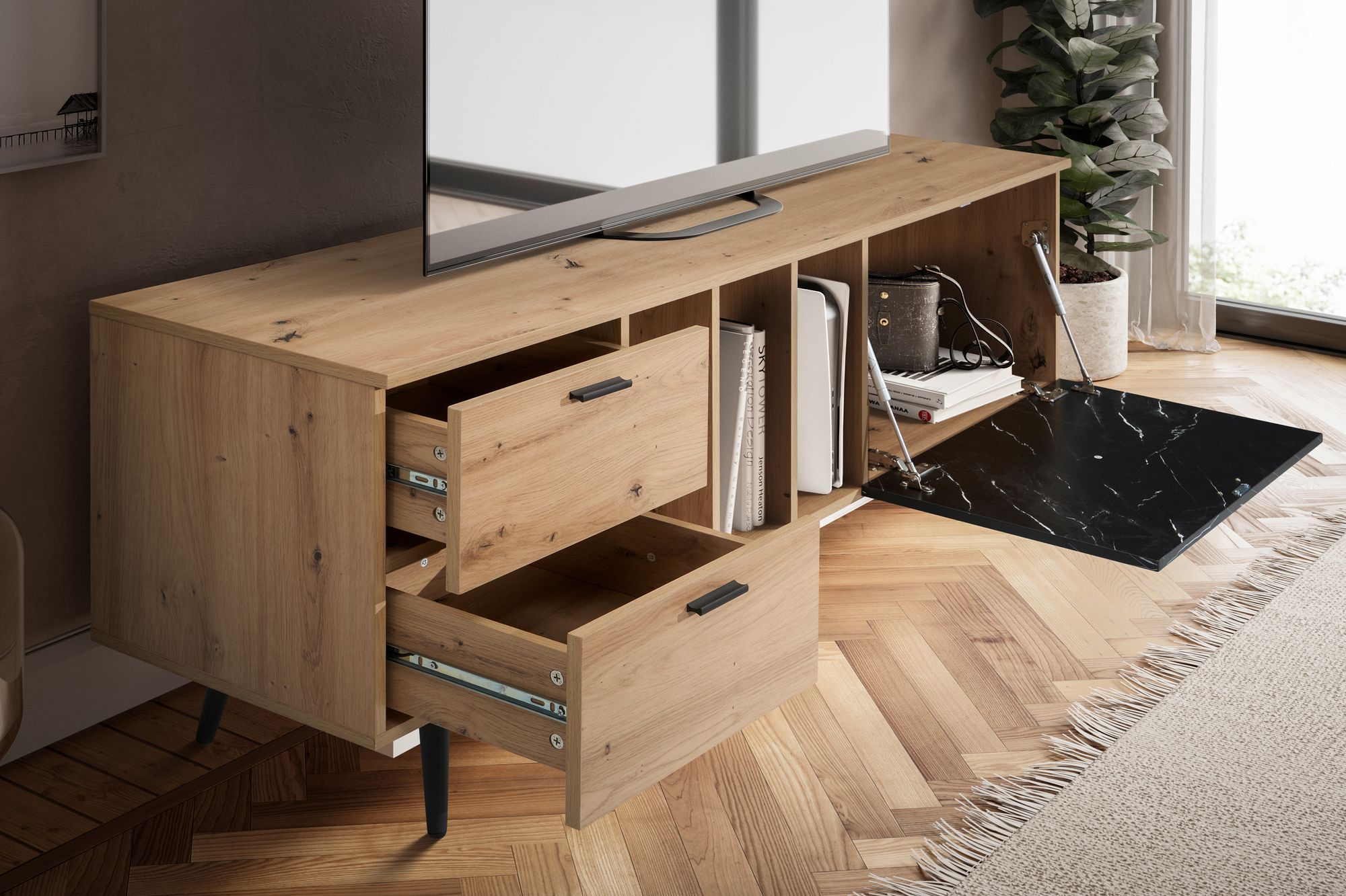 Lowboard Dalane Marmoroptik Braun 150 × 40 × 55 cm