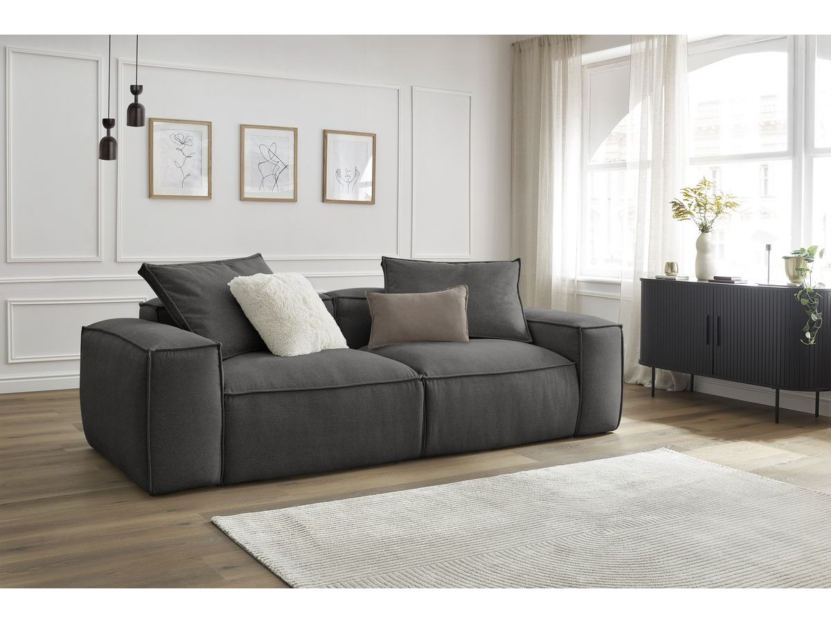 Bobochic Boheme Sofa 3-Sitzer Melange-Stoff Dunkelgrau