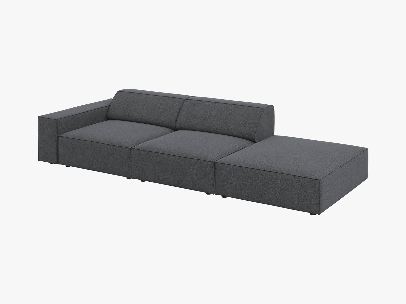 Micadoni Sofa Jodie 3-Sitzer Rechts Strukturierter Stoff Megan Dunkelgrau