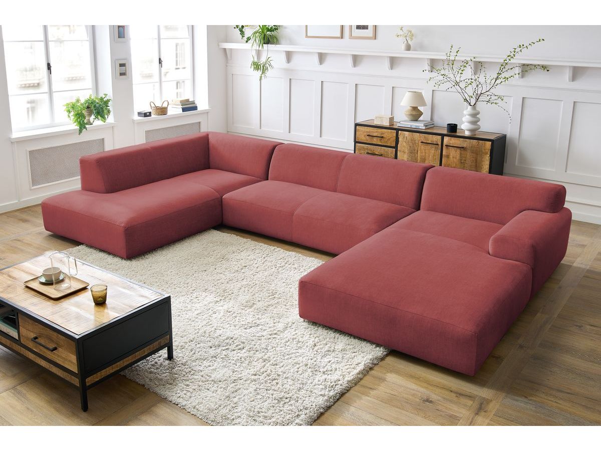 Bobochic Lavena Wohnlandschaft 399 × 220 cm Samt Orange Ecke rechts