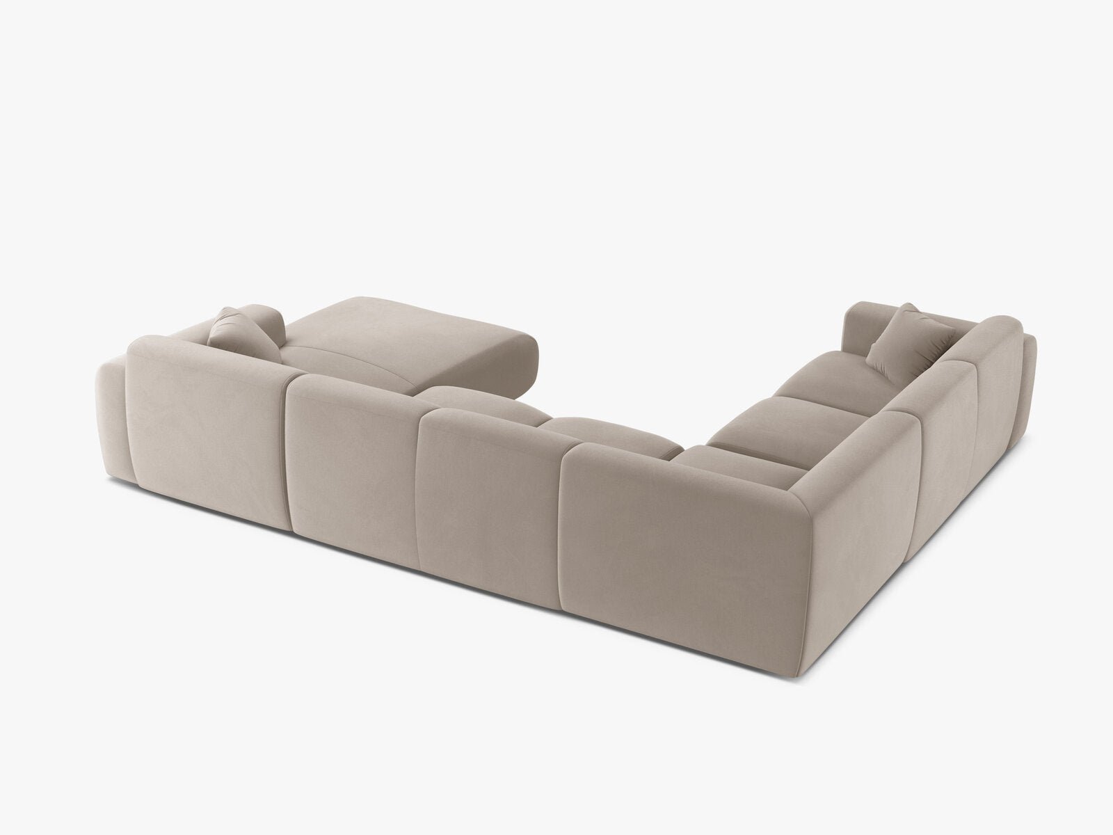 Micadoni Molino Panoramasofa 6-Sitzer Links Samt Casino Helles Beige
