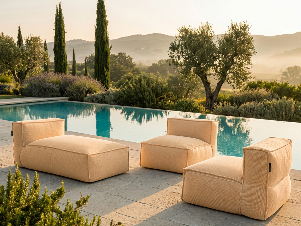 Bobochic Biarritz Gartensofa 3-Sitzer Melange-Stoff Orange