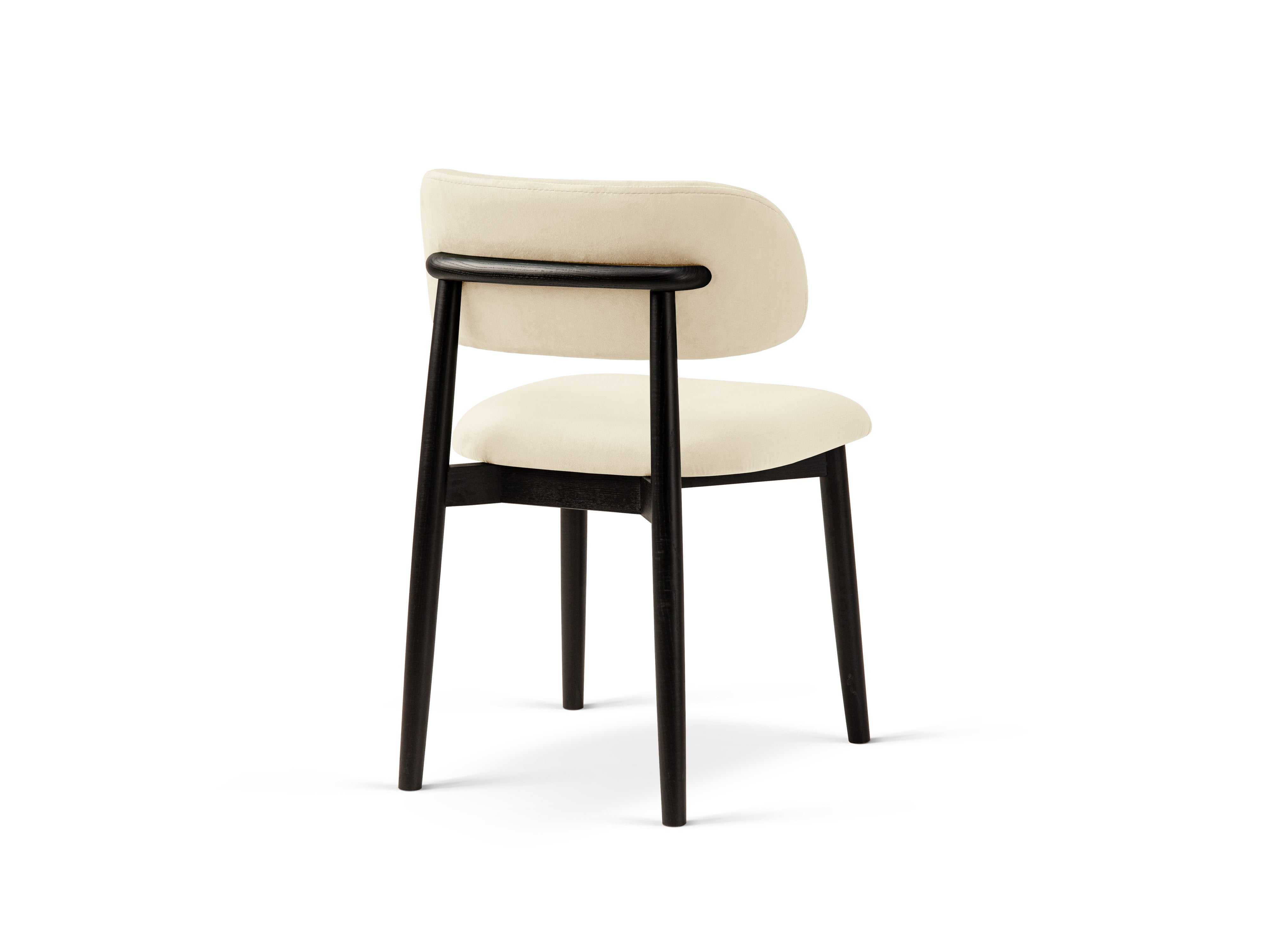 Micadoni Stuhl Evan Samt Magic Velvet Elfenbein Schwarzes Buchenholz