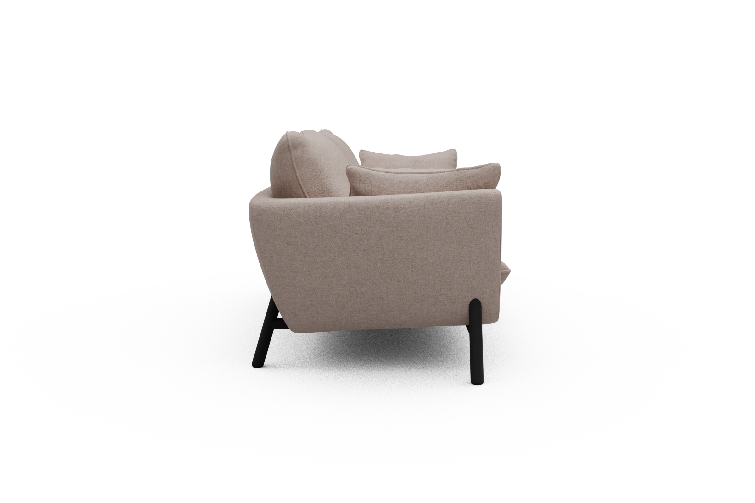 Sofa Emil 3-Sitzer Beinfarbe Eiche Schwarz Weda-Sand