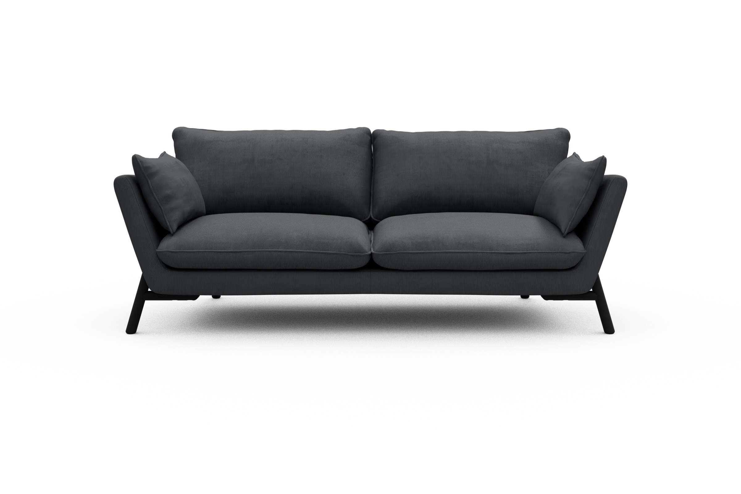 Skandi Home Sofa Emil 3-Sitzer Beinfarbe Eiche Schwarz Cordufine-Slate-Grey moebelfaktor