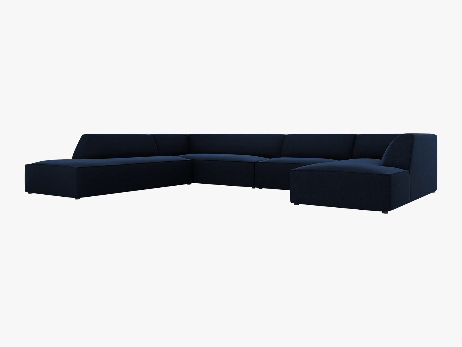 Micadoni Panorama-Ecksofa Ruby 7-Sitzer Links Samt Salvador Königsblau