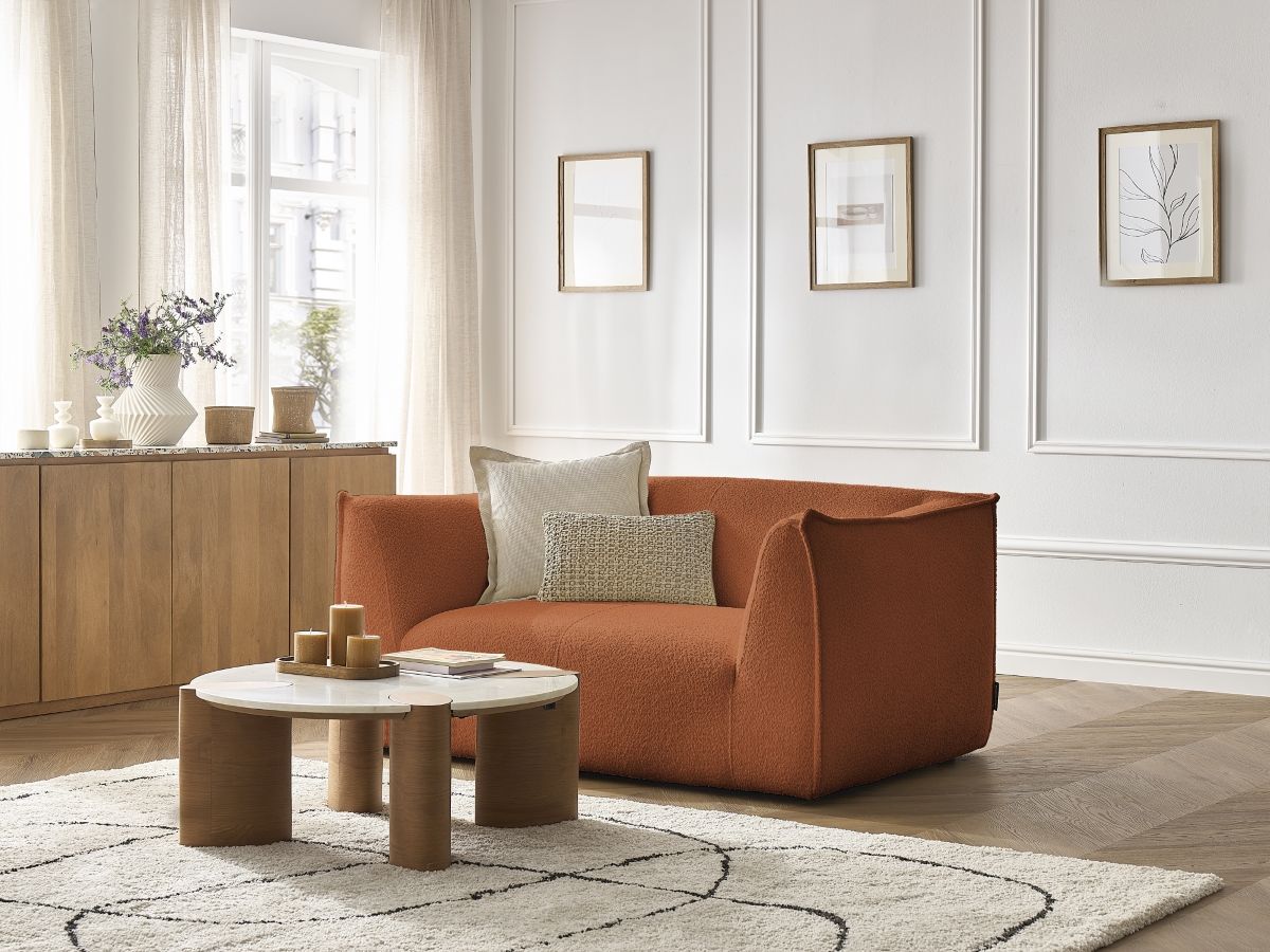 Bobochic Giorgia Sofa 2-Sitzer Bouclé-Stoff Orange