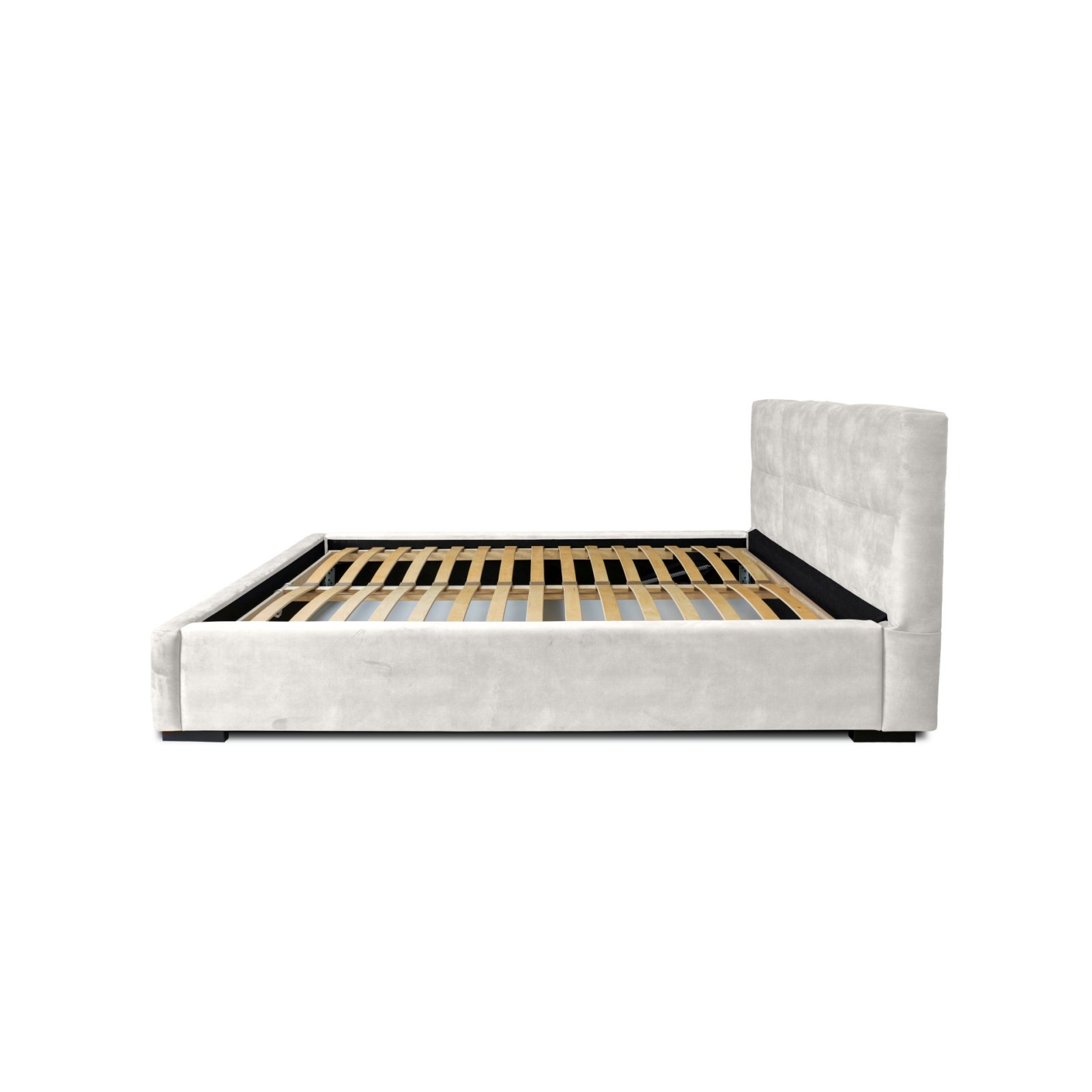 Polsterbett Portoza Samtstoff 140x200 mit Metallrahmen Macau Pearl