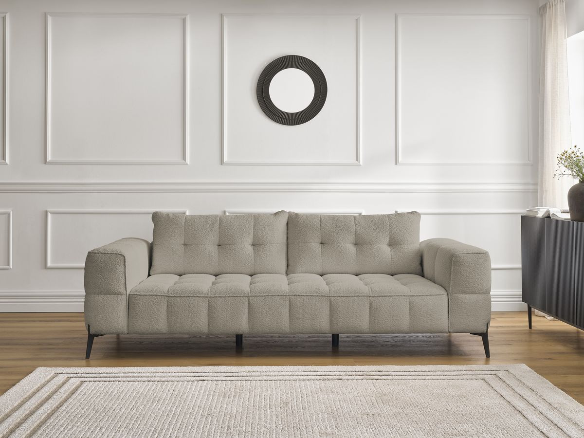 Bobochic Anis Sofa 3-Sitzer Bouclé-Stoff Taupe