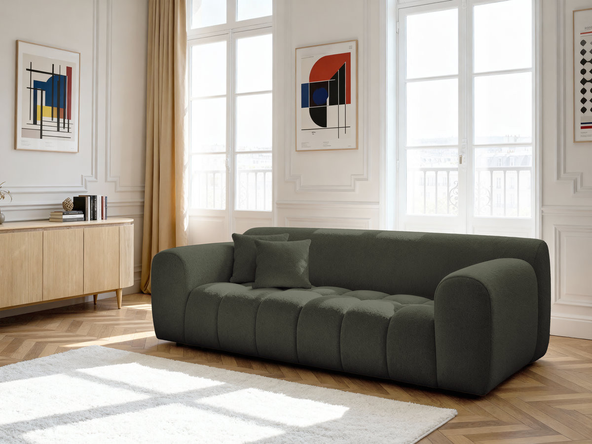 Bobochic Melisse Sofa 3-Sitzer Melange-Stoff Grün