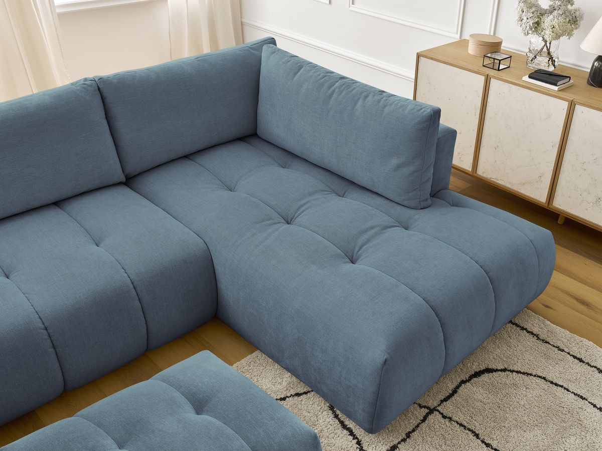 Bobochic Fuji Wohnlandschaft mit Pouf Stoff Hellblau Ecke links