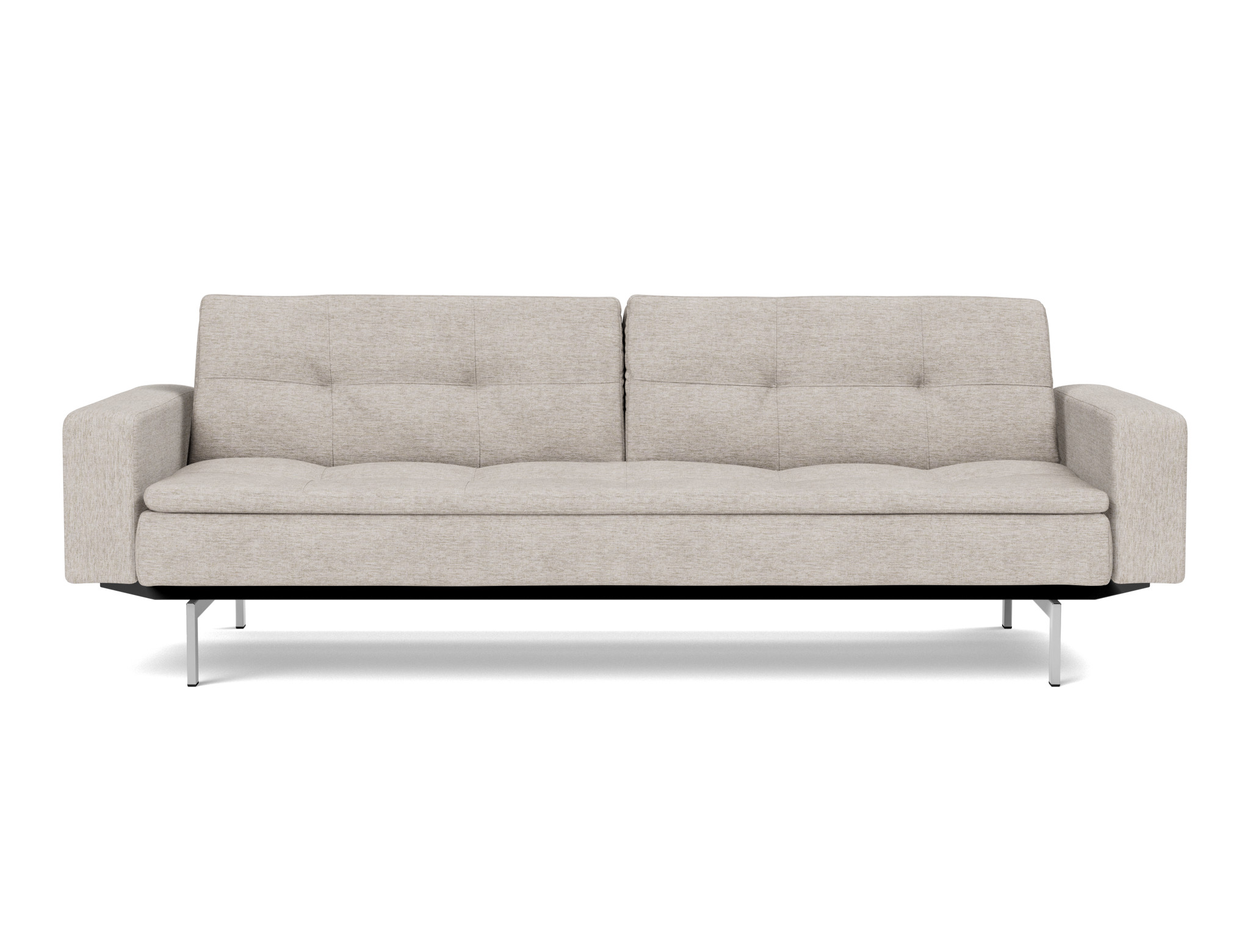 Schlafsofa Dublexo mit Armlehnen Chenille Yuveno 471-Sand Beine Chrom