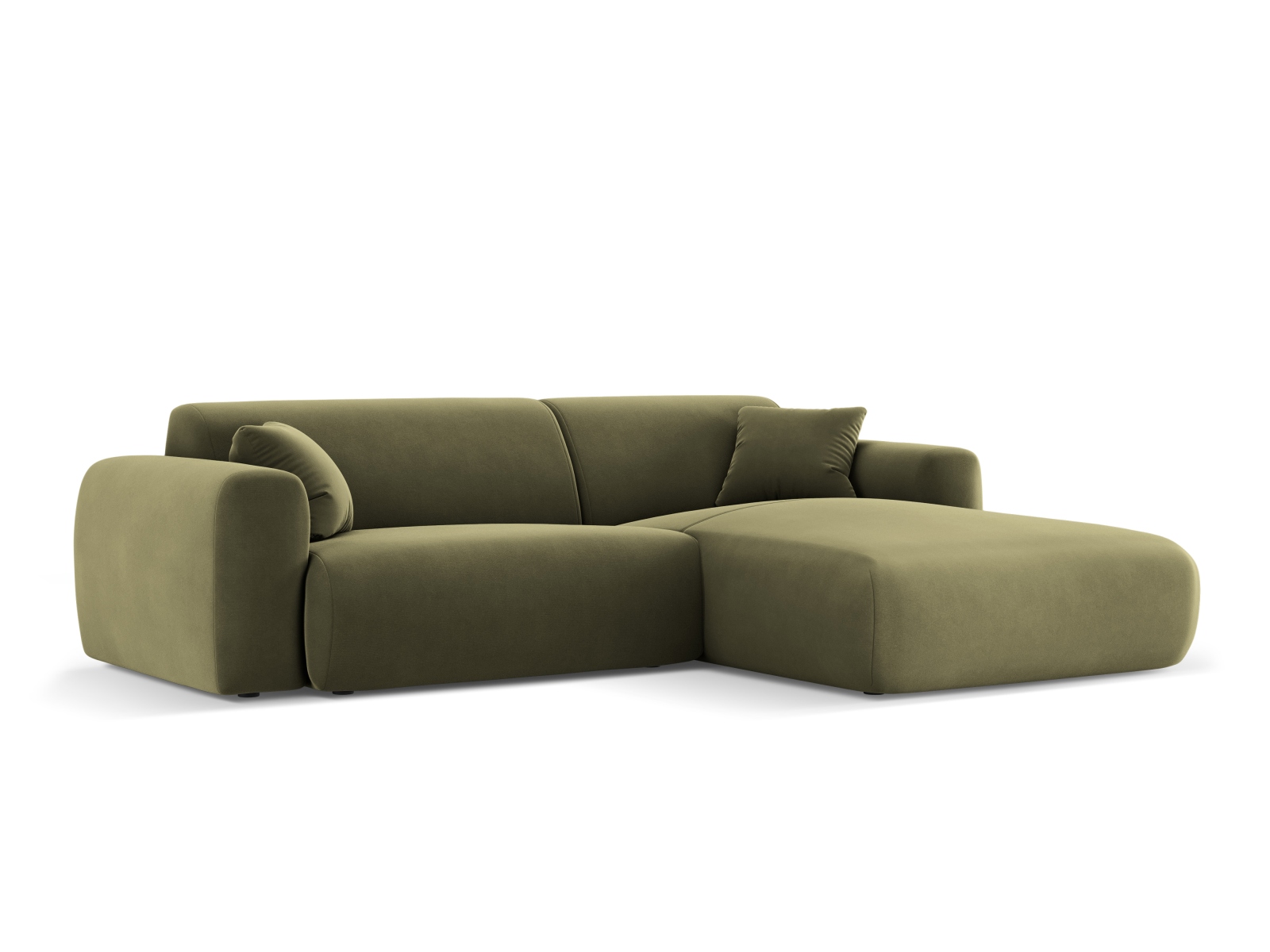 Cosmopolitan Design Ecksofa Nolio 4-Sitzer kleine Version Samt Casino Hellgrün Rechts