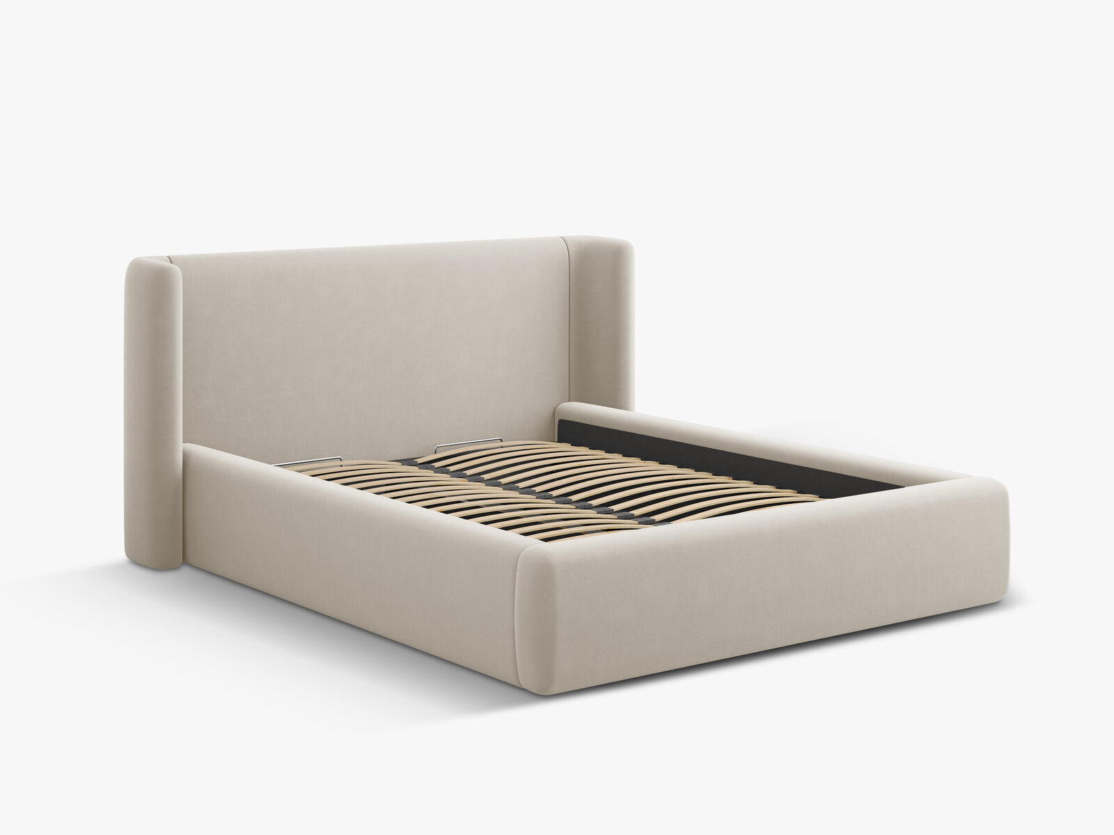 Micadoni Bett Jolene Samt Dunkelbeige 140x200