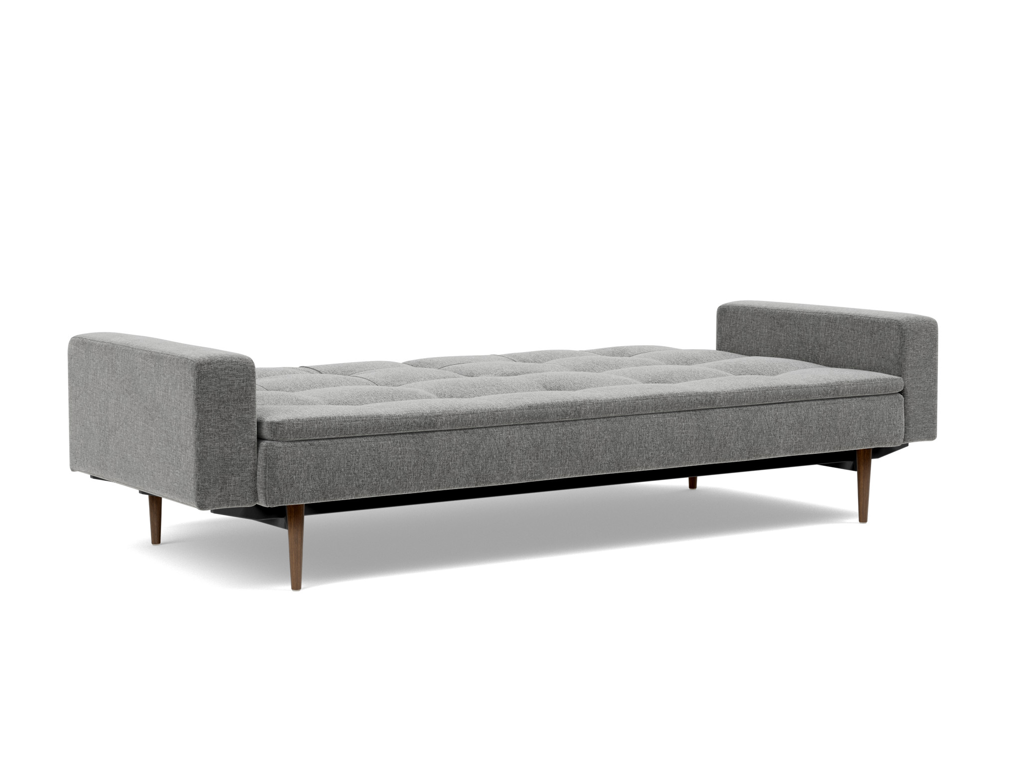 Schlafsofa Dublexo mit Armlehnen Strukturierter Stoff Twist 563-Charcoal Beine Styletto Eiche dunkel