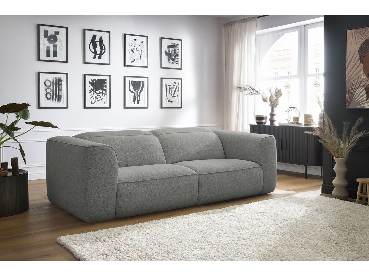 Bobochic William Sofa 3-Sitzer Melange-Stoff Hellgrau