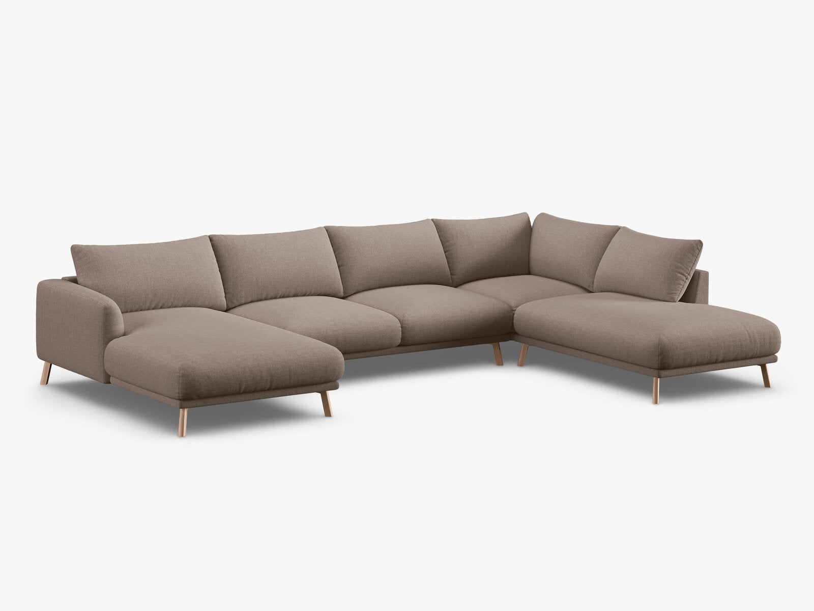 Micadoni Panorama Ecksofa Naomi 6-Sitzer Rechts Strukturierter Stoff Liberty Cappuccino