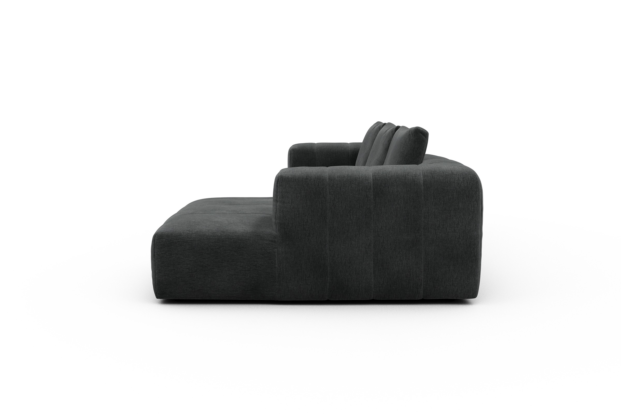 Ecksofa Hugo 2,5-Sitzer Armlehne links mit Chaiselongue Smooth-Deep-Warm-Grey
