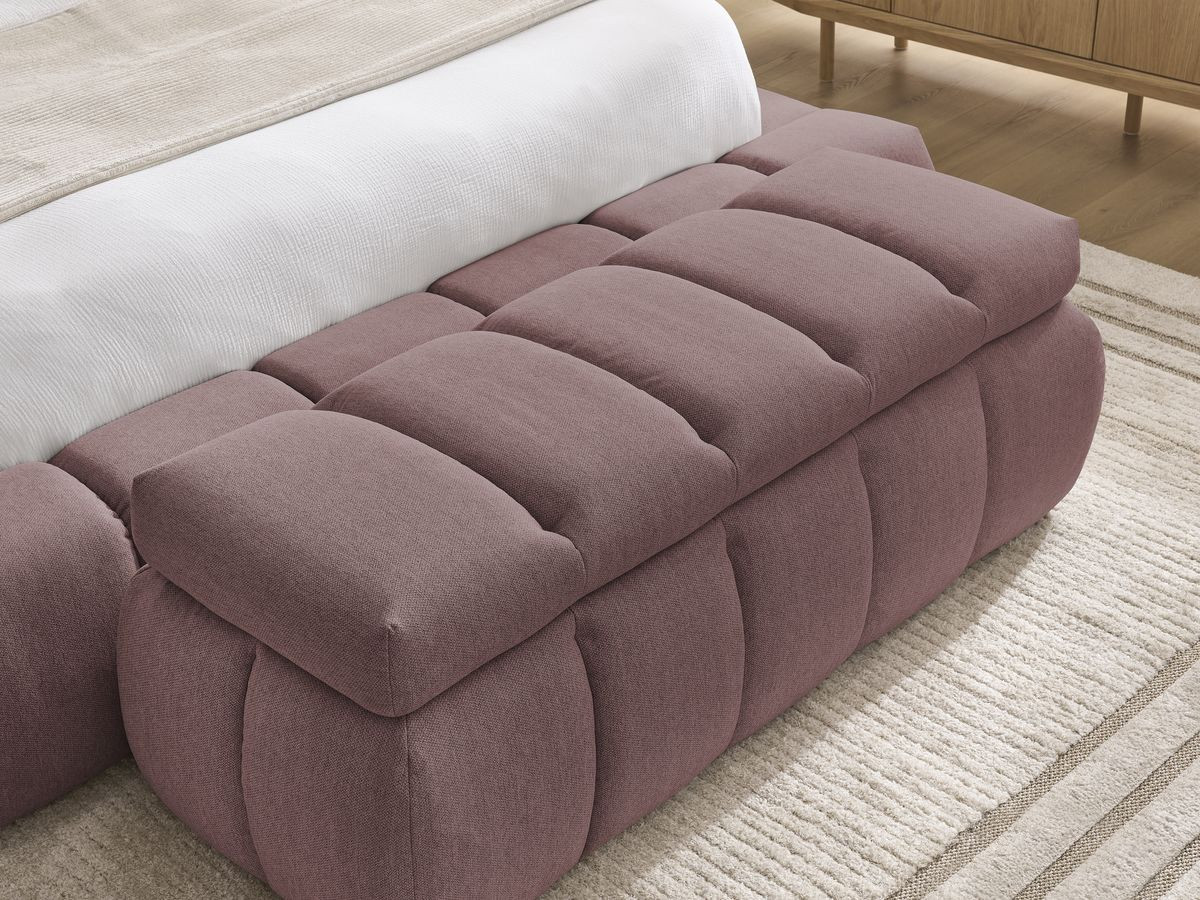 Bobochic Denali Polsterbett mit Bettkasten mit Bettbank Stoff Rosa, Liegefläche 140 × 190 cm