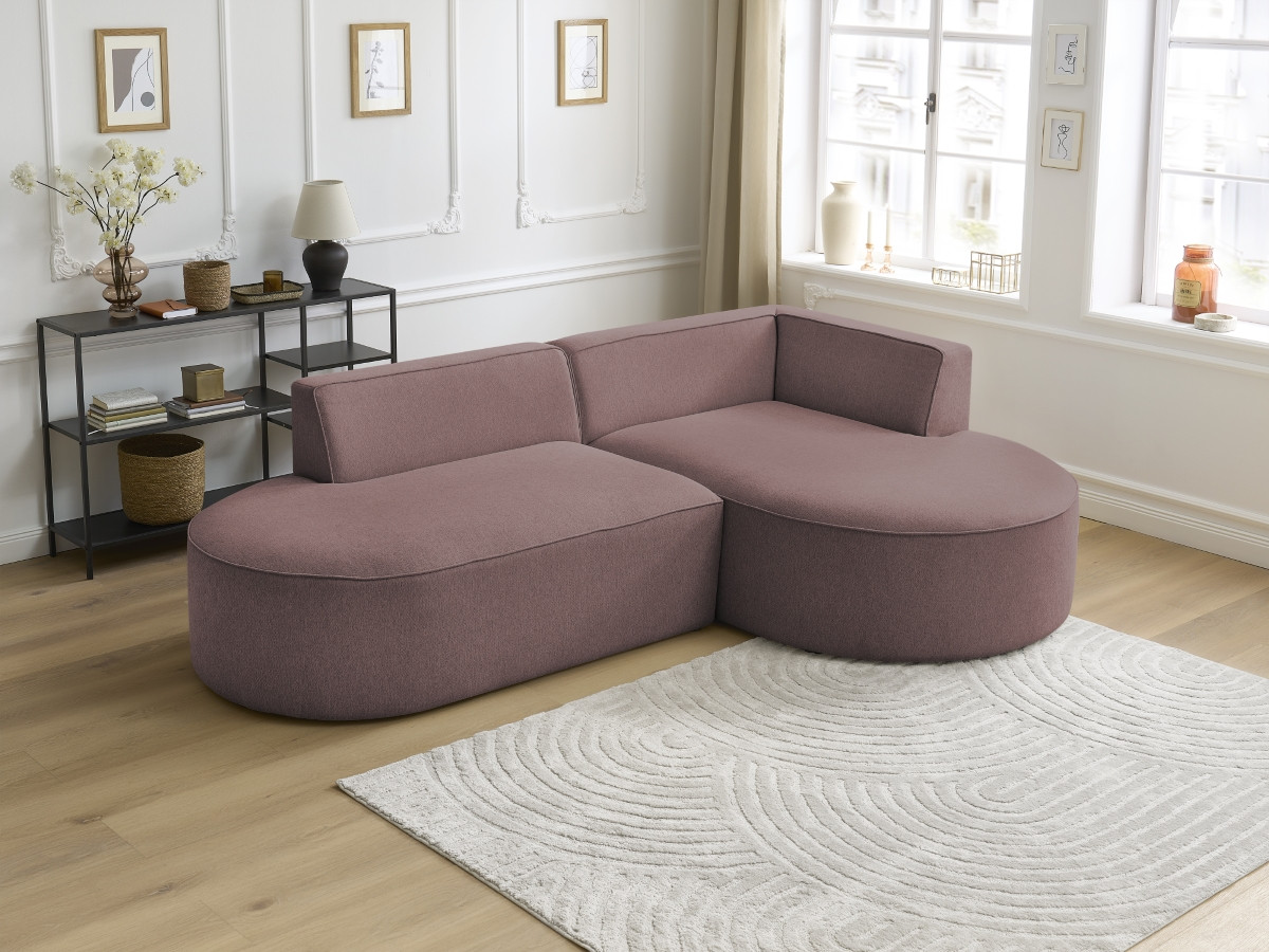 Bobochic Rousseau Ecksofa Melange-Stoff Rosa Ecke rechts