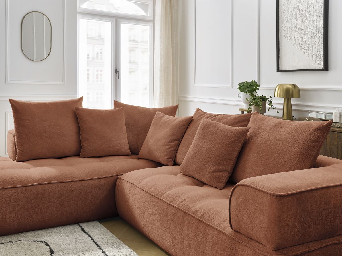 Bobochic Whesley Ecksofa Stoff Orange Ecke rechts