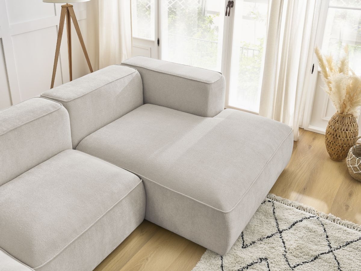Bobochic Zephyr Ecksofa 349 × 165 cm Strukturstoff Beige Ecke rechts