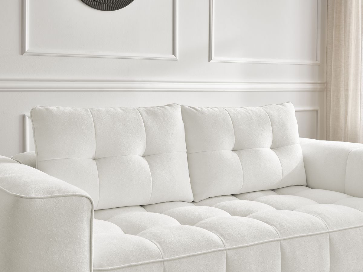 Bobochic Anis Sofa-Set 3- und 2-Sitzer mit Pouf Strukturstoff Weiß