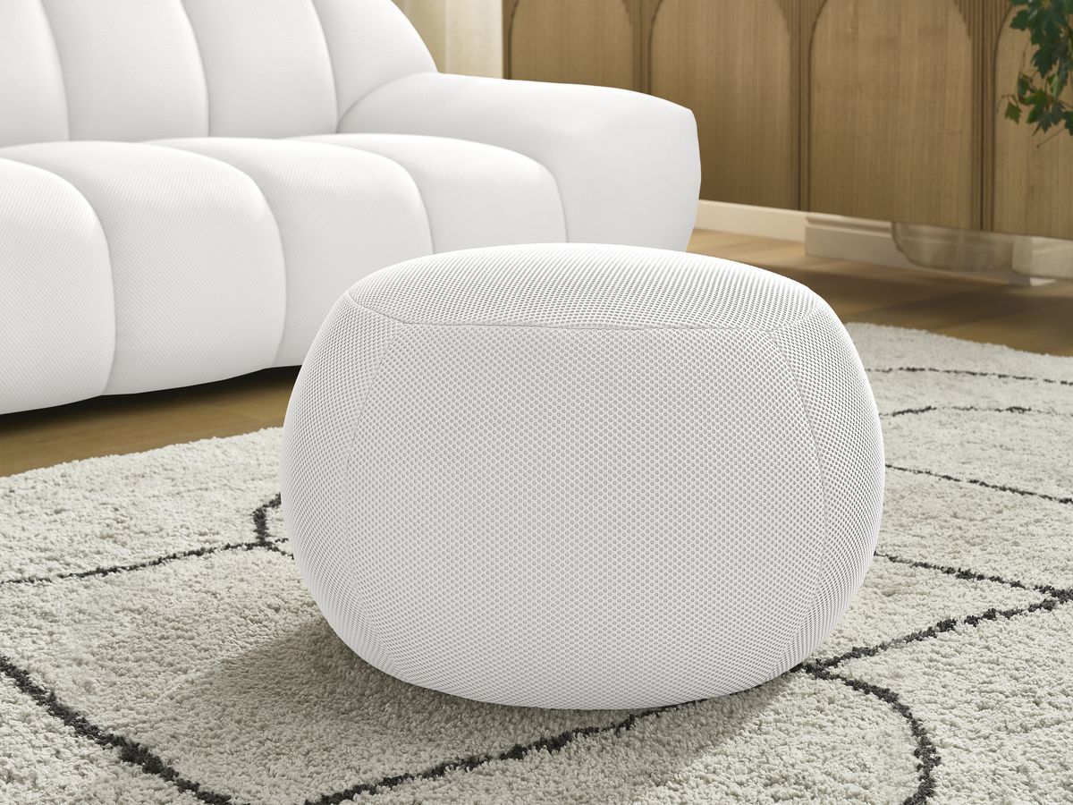 Bobochic Hayden Sofa 3-Sitzer mit Pouf 226 × 107 cm Mesh-Stoff Weiß