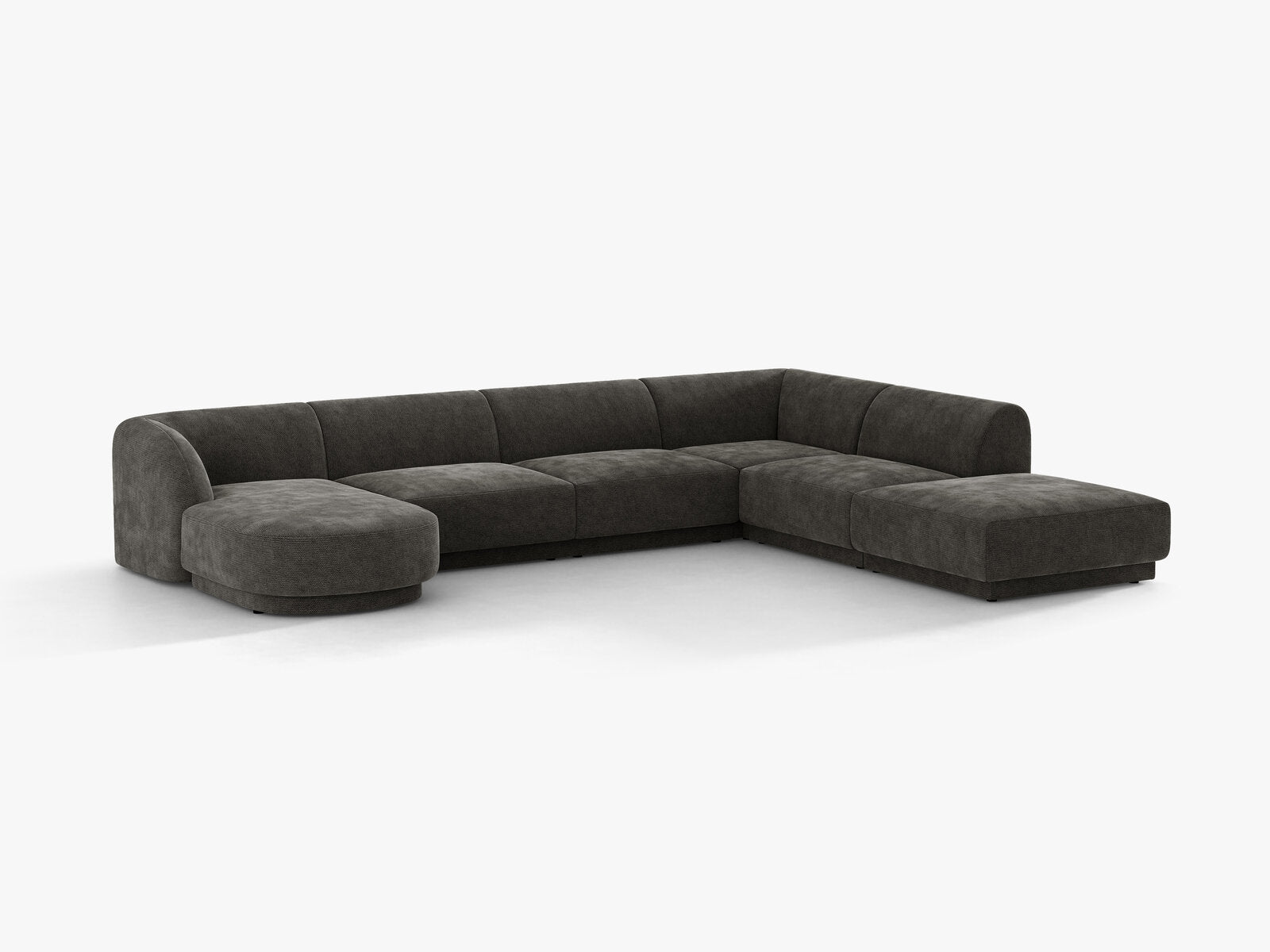 Micadoni Panorama-Ecksofa Miley 6-Sitzer Rechts Chenille Haga Grau