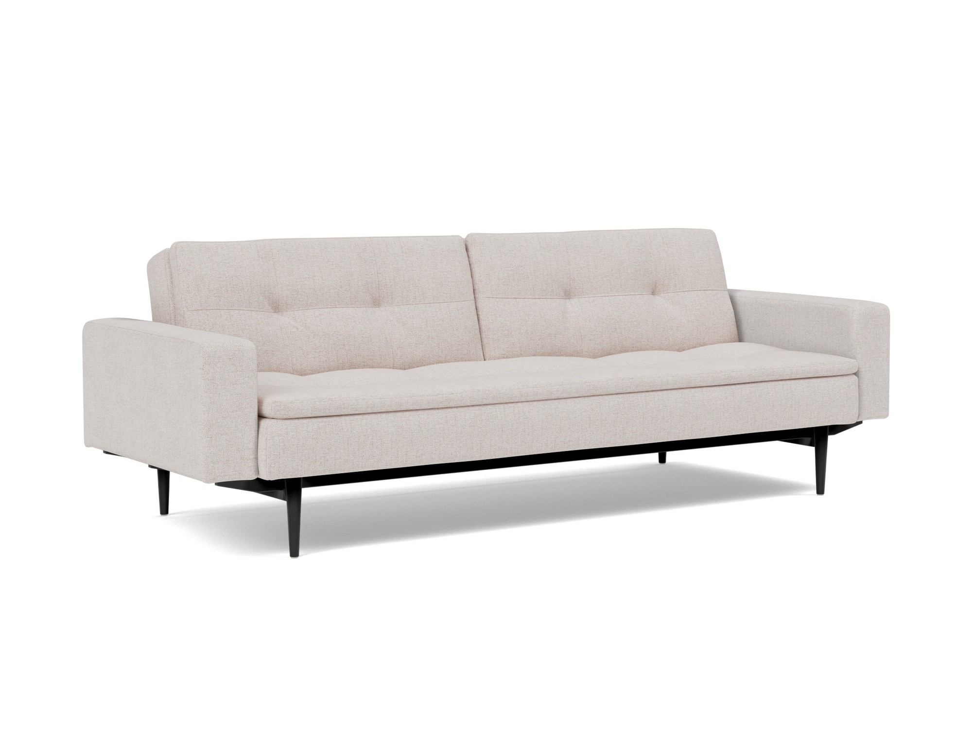 Schlafsofa Dublexo mit Armlehnen Strukturierter Stoff Weda 300-Weda-Sand Beine Styletto Eiche schwarz