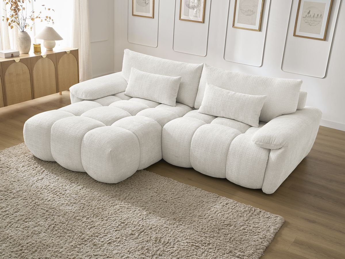 Bobochic Ivane Ecksofa Strukturstoff Weiß Ecke links