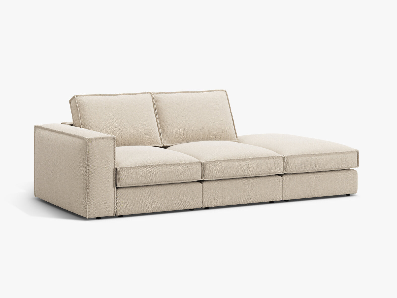 Micadoni modulares offenes Sofa Pola 3-Sitzer Rechts Strukturierter Stoff Babel Beige