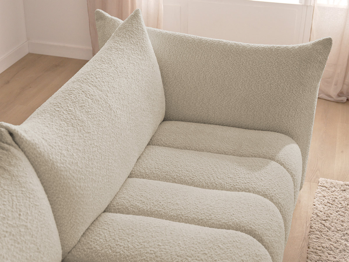 Bobochic Azra Sofa 4-Sitzer mit Pouf Bouclé-Stoff Beige
