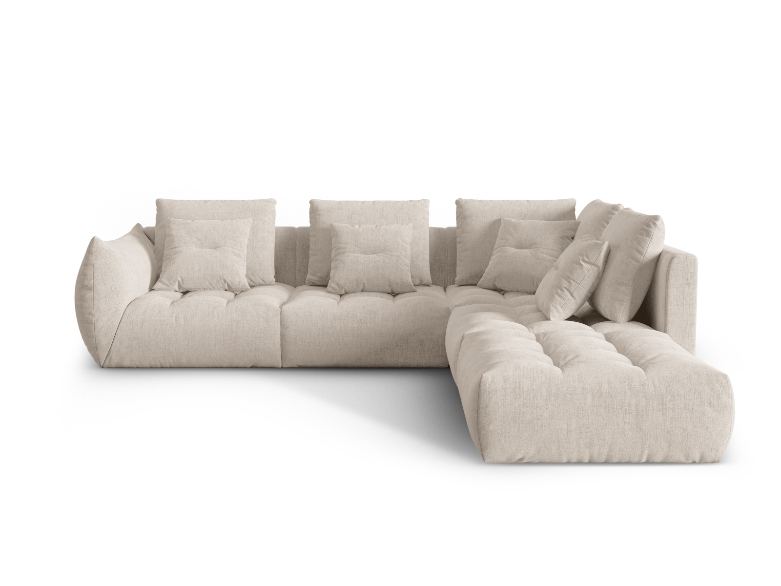 Micadoni Ecksofa Bloom 5-Sitzer Rechts Strukturierter Stoff Dunkelbeige